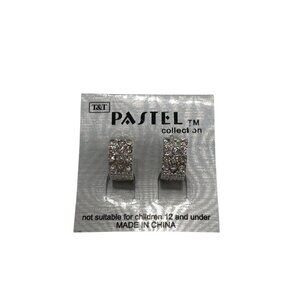 Pastel Collection Rhinestone Silver Tone Clip On Earrings‎ For Women